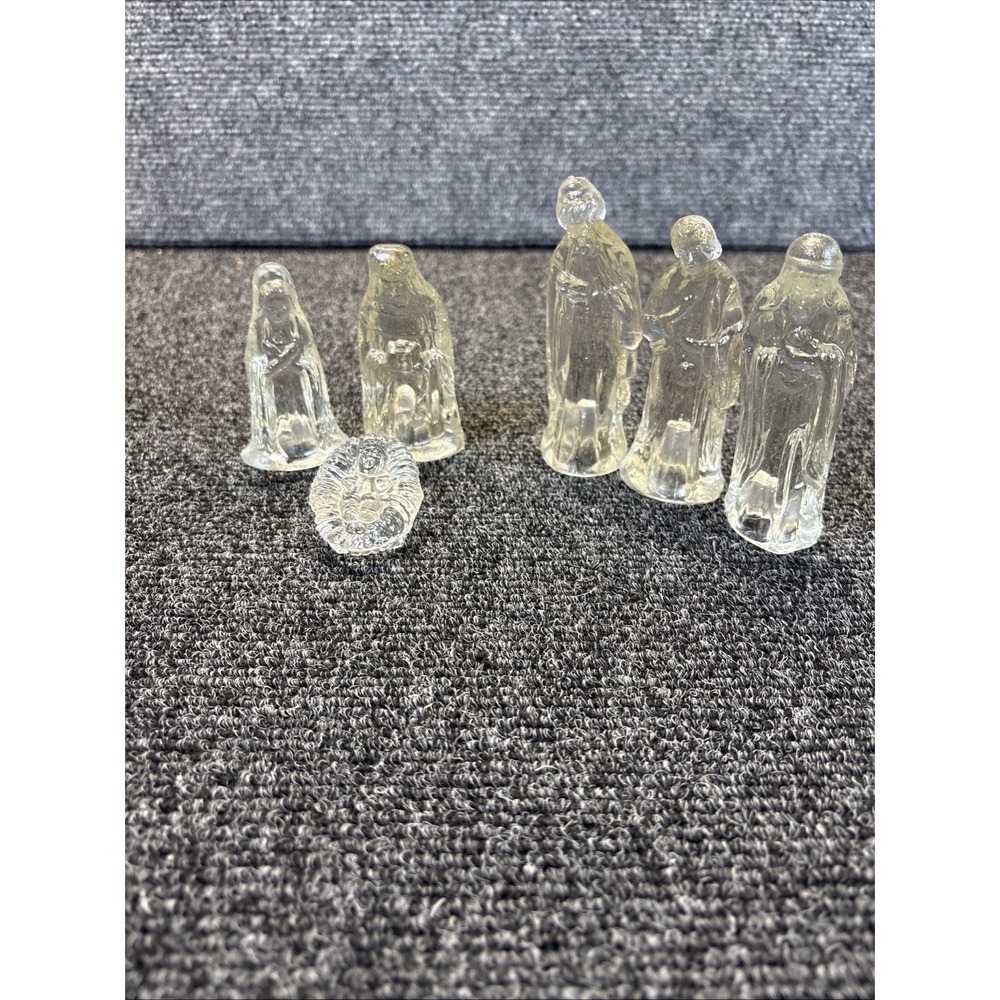 Miniature Crystal Nativity Set~Christmas~Jesus/Mary/Joseph/Wise Men Figurines~4"